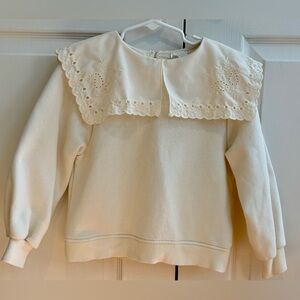 Zara Girls Cream Scallop Collared Sweatshirt Size 7